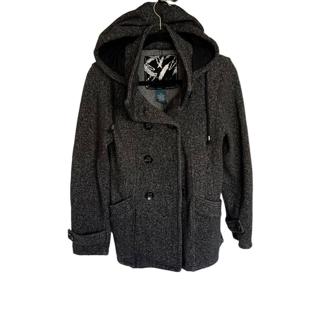 🔥4/$25 Sebby Women's Hooded Double-Breasted Coat Heather Gray Small